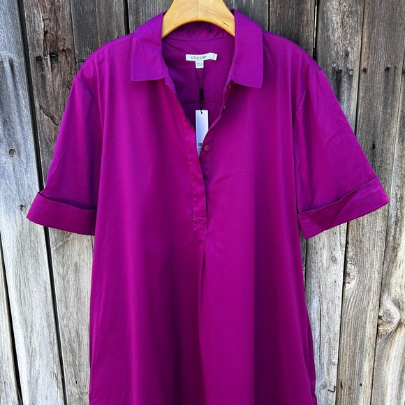 Chico’s Popover Shirtdress High Low Hem Cotton Blend Purple XL - Picture 4 of 16